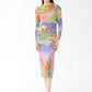 Robe imprimée décontractée à col rond et manches longues pour femme