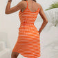 New Striped Sleeveless Square Neck Printed Slip Dress