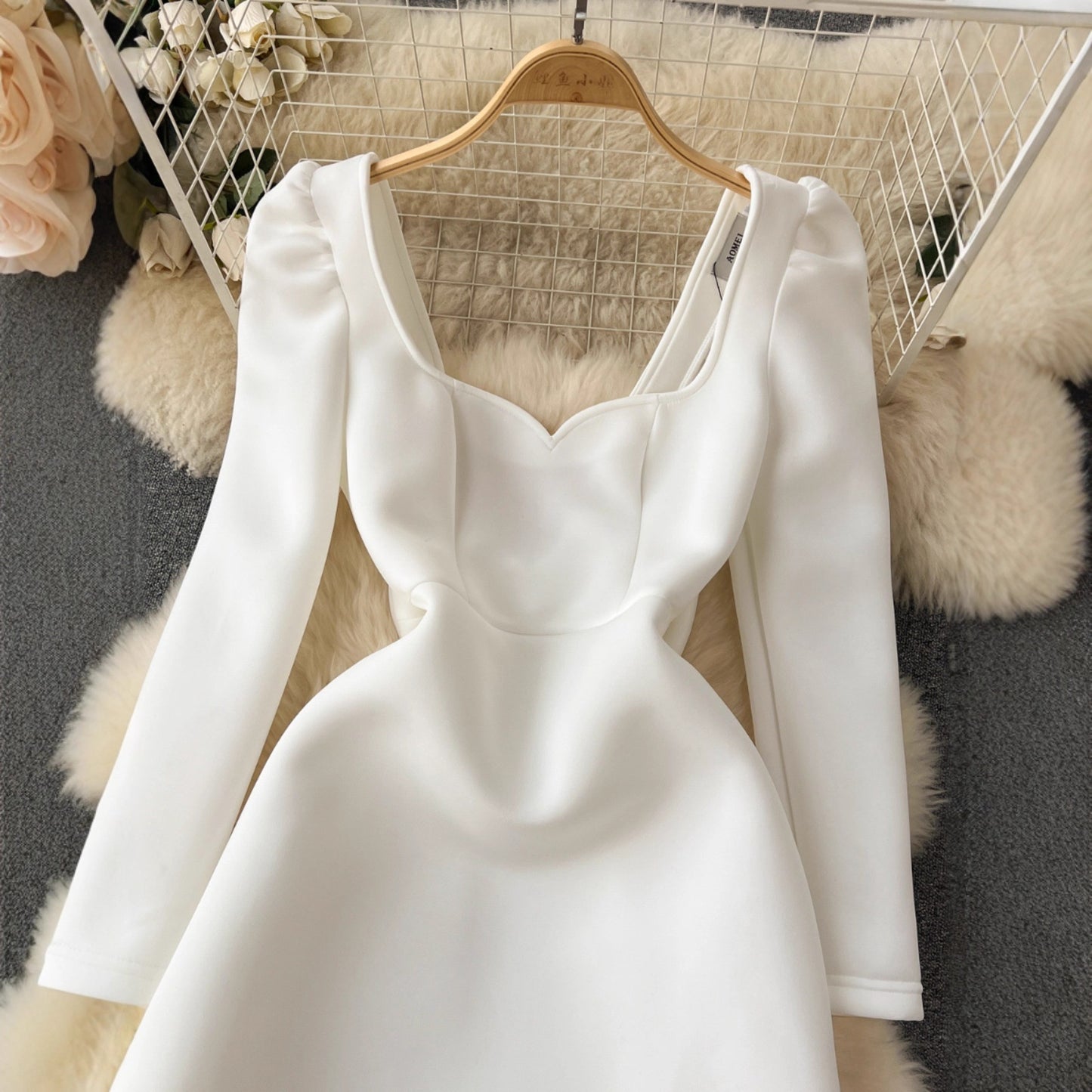 Women's Hollowed-Out Backless Dress With Bow Decoration And Defined Waist