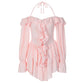 Women's Ruffled Long-sleeved One-piece Shorts