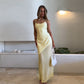 Classic Style Elegant Slim Satin Stitching Mesh Spaghetti-strap Dress
