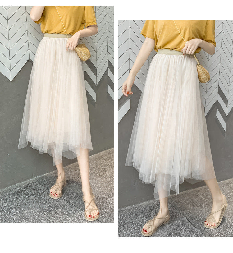 Irregular Mesh Skirt High Waist Women