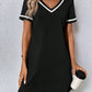 Women's Dress Black V-neck Casual Short Sleeve Dress