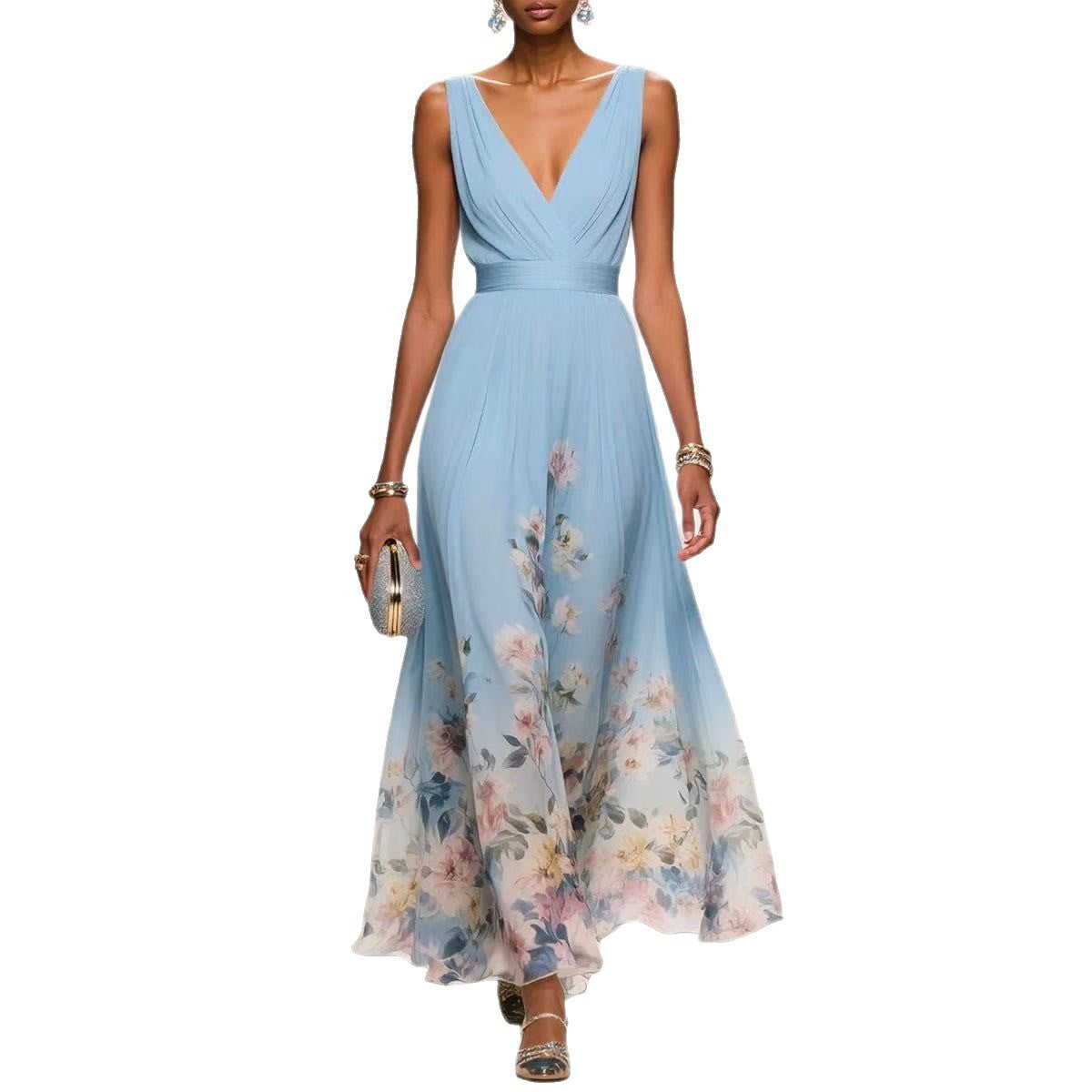 Vest Chiffon Printed Dress