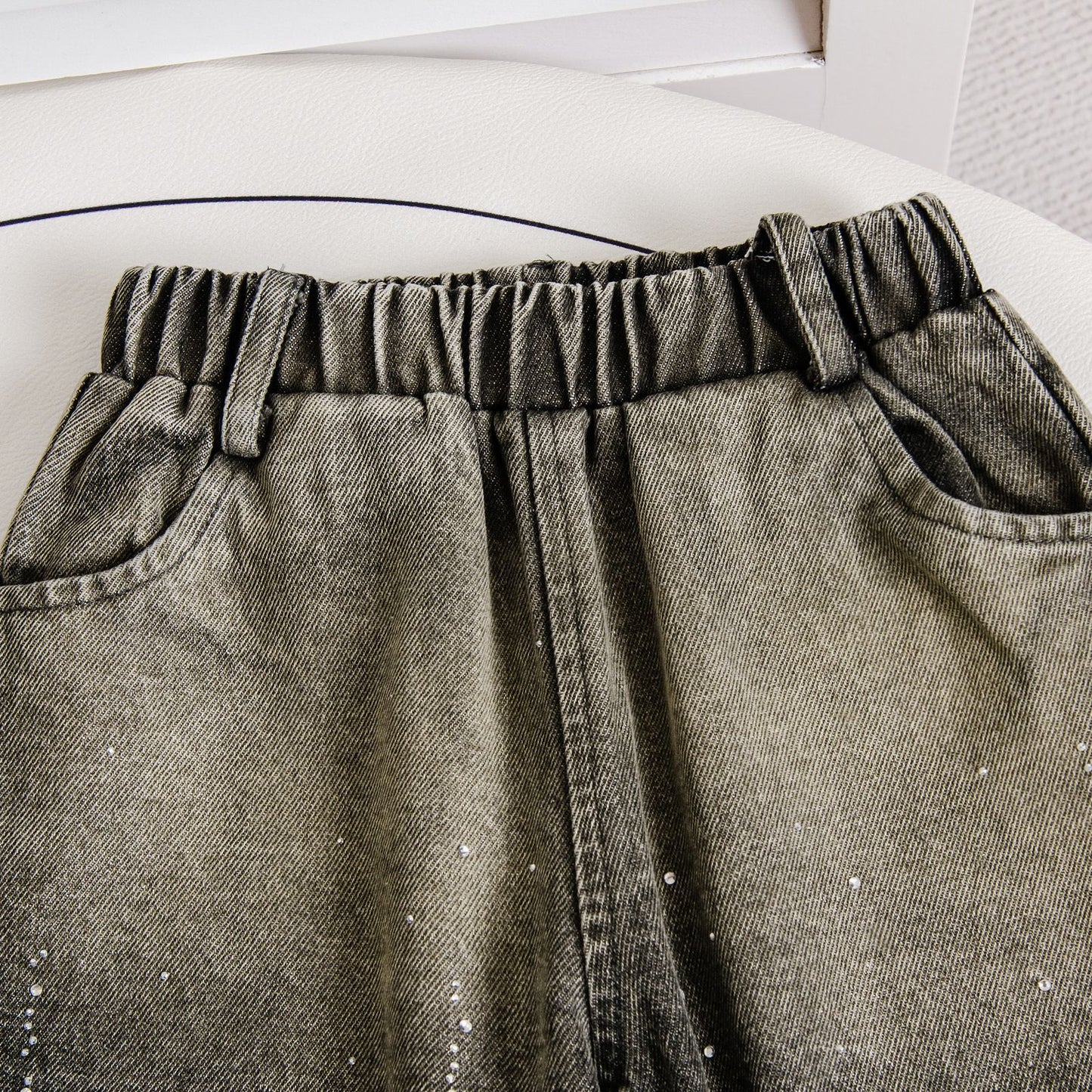 Bow Decoration Wide-leg Pants Fashionable And Stylish Two-piece Set