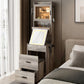 Gray Hemp Faced Particleboard With Triamine 2 Pull 1 Door 1 Flip LED 3 Tone Light Touch Mirror Dressing Table Set