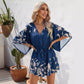 Women's Summer Leaf Print Half-length Sleeve Dress