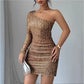 Crossbody Long Sleeve Narrow Dress