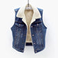 New Denim Vest Fleece-lined Thickened Slim Fit Hooded Cotton Jacket Warm Top Fashion