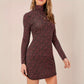 New Sexy High Neck Long Sleeve Floral Print Dress For Women