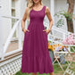 Women's Square Collar Pleated Sleeveless Dress