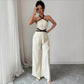 Women's Fashionable Wave Lace Texture Halter Stitching Hollow-out Jumpsuit