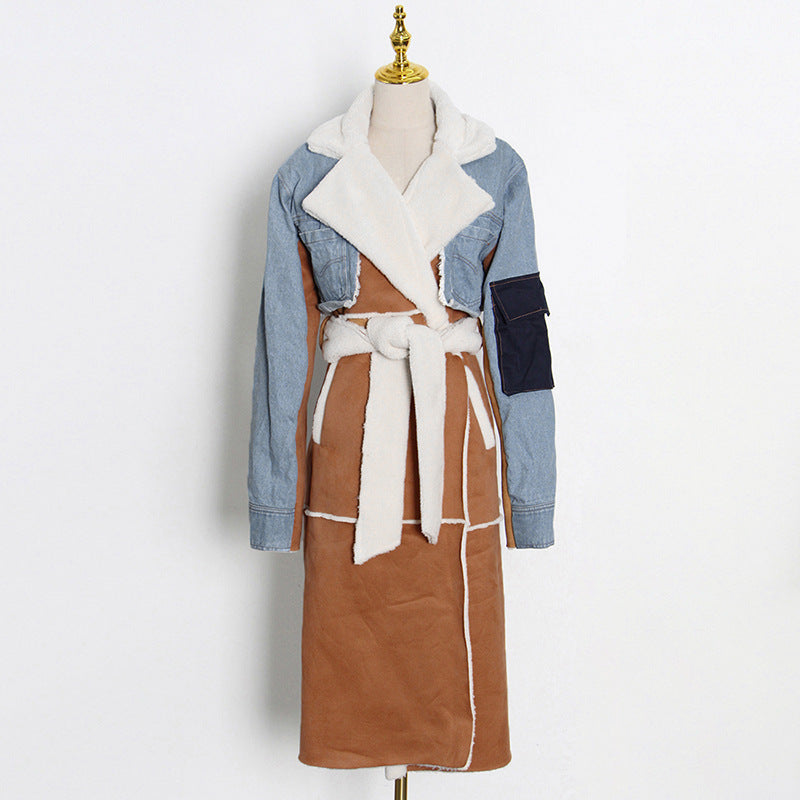 Veste longue en denim et coton tendance