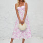French-style Slip Dress With Side Slit And Print For Women