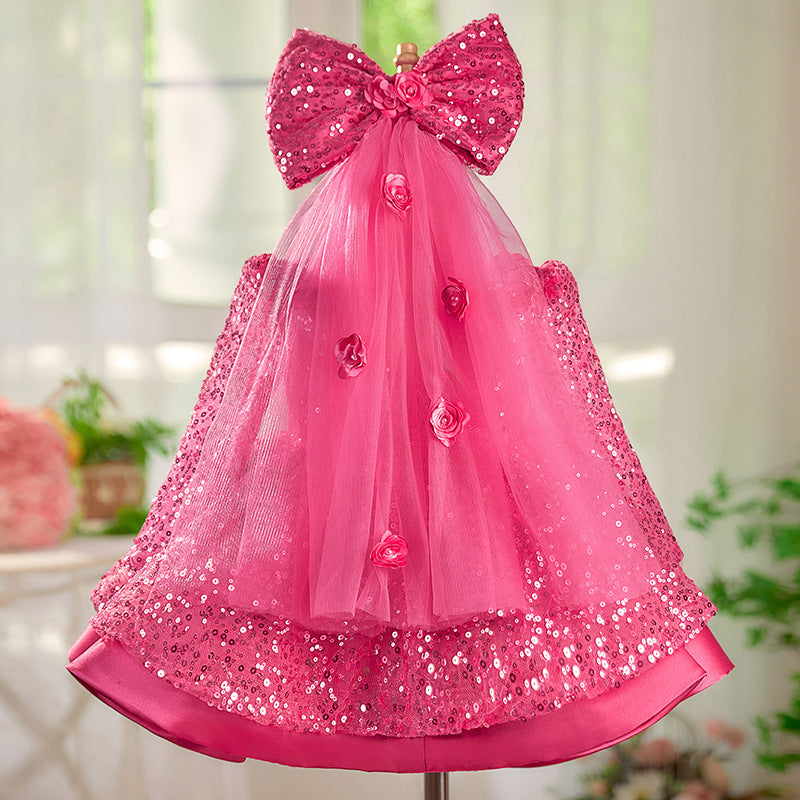 Girl's Dress Rose Sequined Tulle Tutu