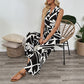 Womens Casual Waist-Cinched Sleeveless Printed V-Neck Jumpsuit