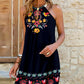 Digital Printing Strapless Round Neck Sling Dress