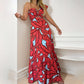 European And American Elegant Fashion Print Sleeveless Cutout Sling Dress