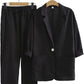 Women's Cotton Linen Coat Pants Fall Loose Fashion Suit