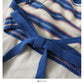 French Care Stripe Cropped Navel Halter Knit Tank Top