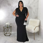 Women's Plus-Size Tassel V-Neck Long-Sleeve Slim-Fit Dress