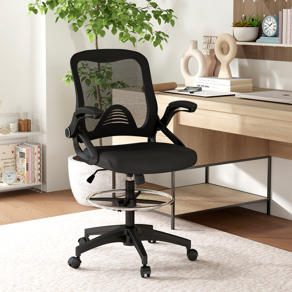 Ergonomic High Back Office Chair Swivel Reclining Computer Desk Chair with Retractable Footrest