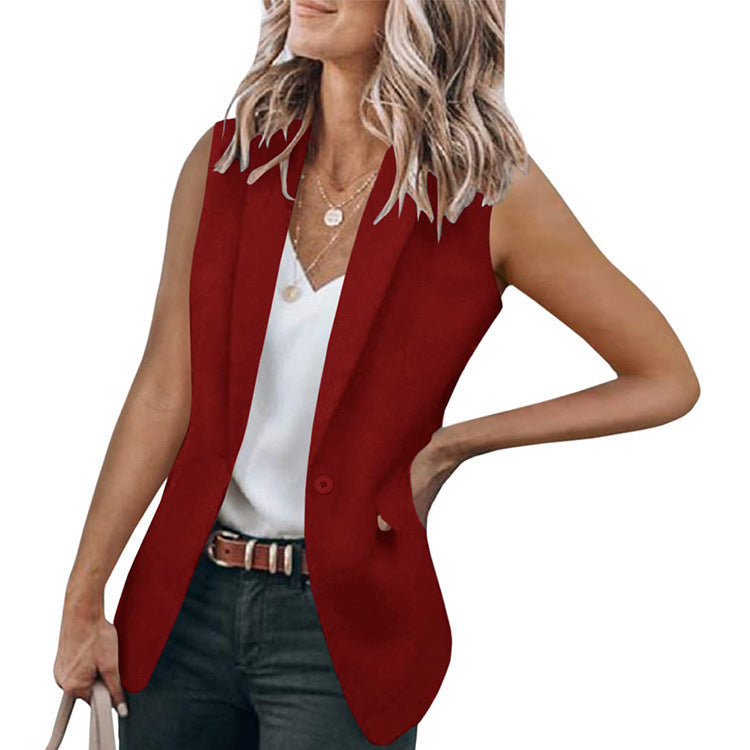 Temperament Sleeveless Suit Jacket Solid Color