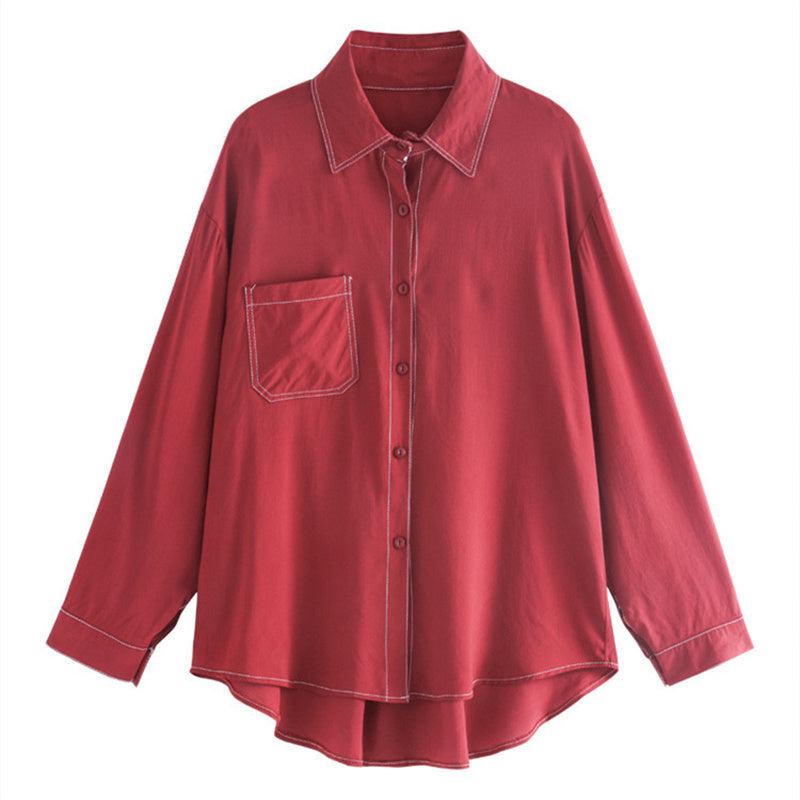 Solid Color Women's Loose Plus Size Casual Shirt