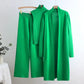 Elastic Waist Wide Leg Pants Knit Three Piece Set