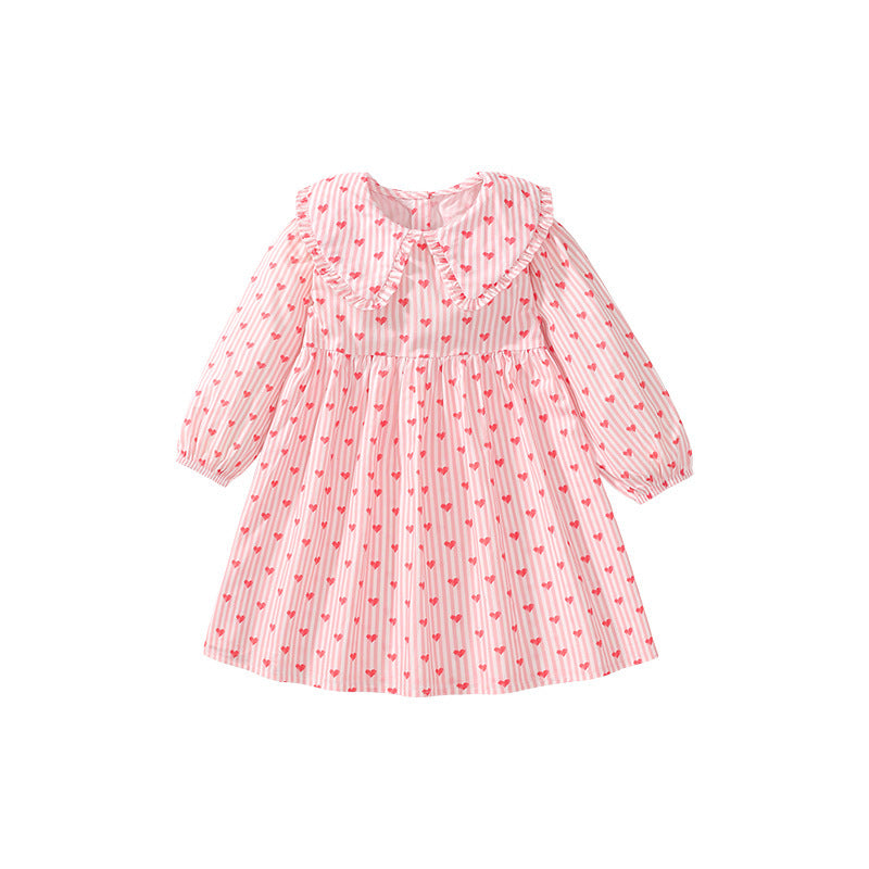 Robe à manches longues en coton pour enfants, imprimée