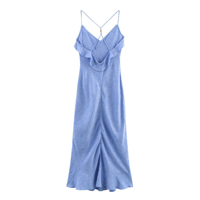 Fashion Laminated Decoration Sling Women's Dress