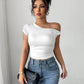 New Women's Top With Oblique Shoulder Neckline