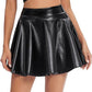 Women's Fashion High Waist Mini Glossy Stretch Flare Skirt