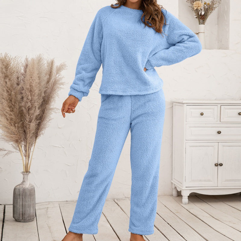 Loose Casual Home Wear Double-sided Plush Two-piece Suit