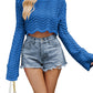Acrylic Women's Sweater Solid Color Hollow Wave Pattern Short