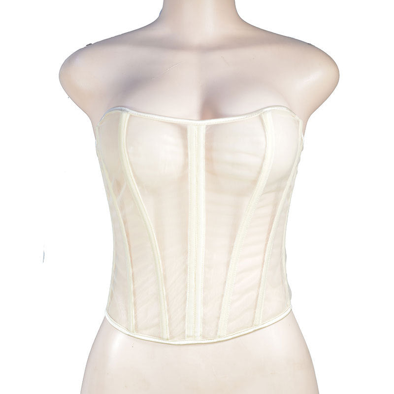 Women's Fashion Mesh Tight Strappy Bustier Top