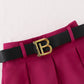 Long-sleeved T-shirt Solid Color Skirt Belt Three-piece Set