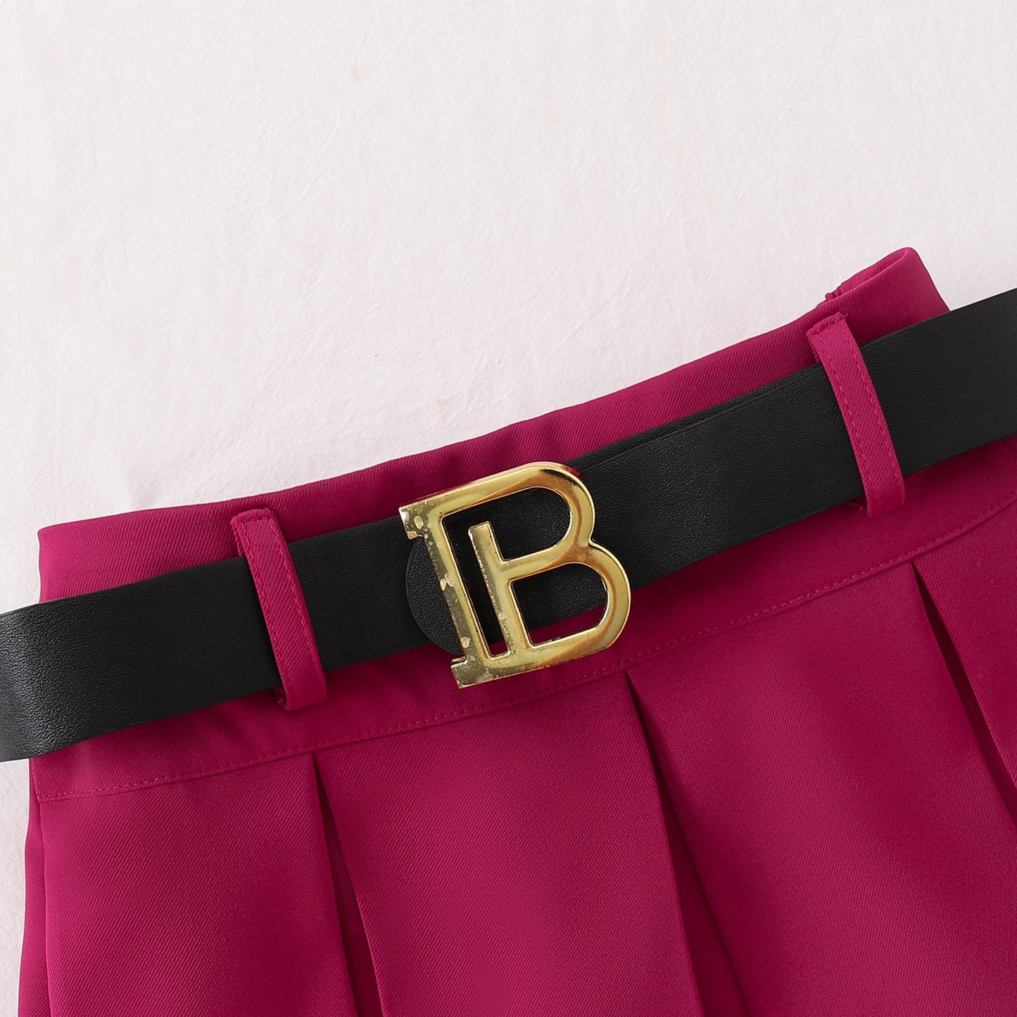 Long-sleeved T-shirt Solid Color Skirt Belt Three-piece Set