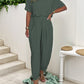 V-neck Jumpsuit Lace-up Waist Loose Solid Color Suit