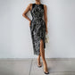 Women's Elegant High Waist Dress Sleeveless Printed
