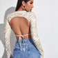 European And American Halter Lace Up Short Slim Top