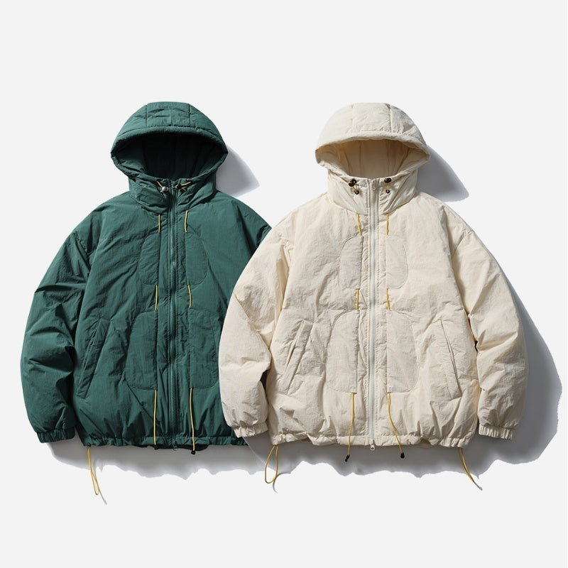 Outdoor White Duck Hooded Jacket Loose Down Jacket