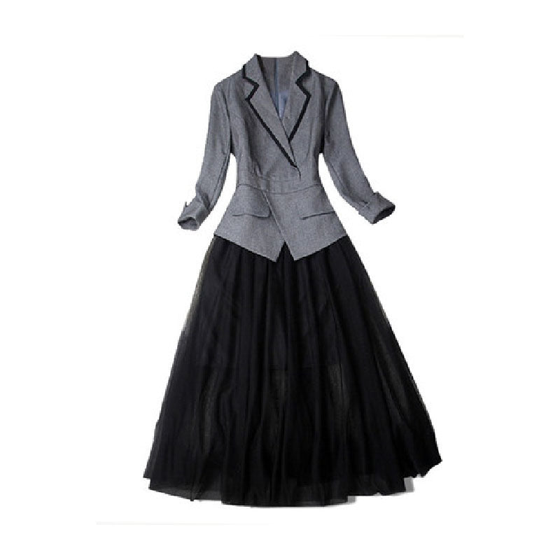 Mesh Mesh Fake Two Piece Pleated Skirt