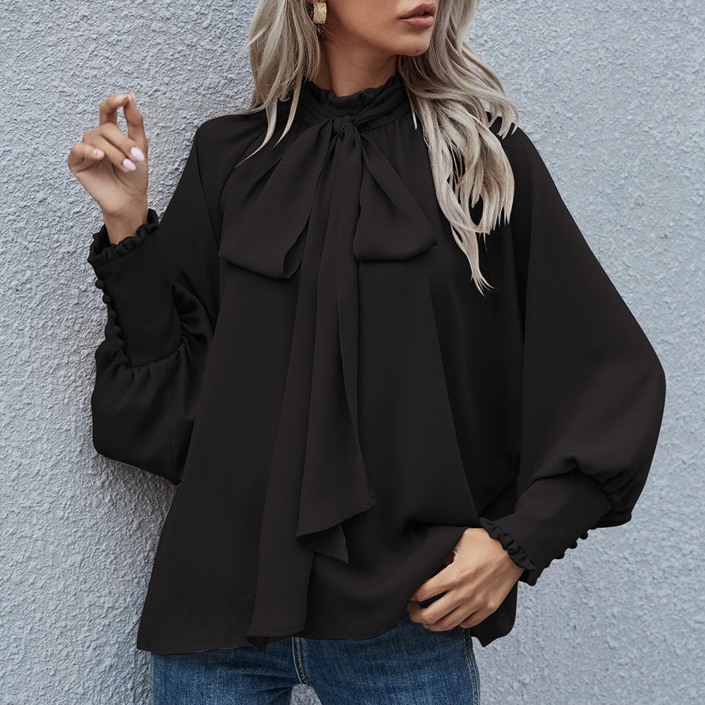 Fashion Bowknot Women's Clothing Loose All-matching Top