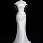 Satin Off-shoulder Fishtail Simple Welcome Yarn Pearl Dress