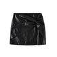 Jupe polyvalente décontractée taille haute en cuir PU pour femme