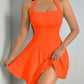 Pure Color Halter Backless Sleeveless Dress