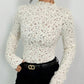 Ladies Wooden Ear Half Turtleneck Lace Slim T-shirt