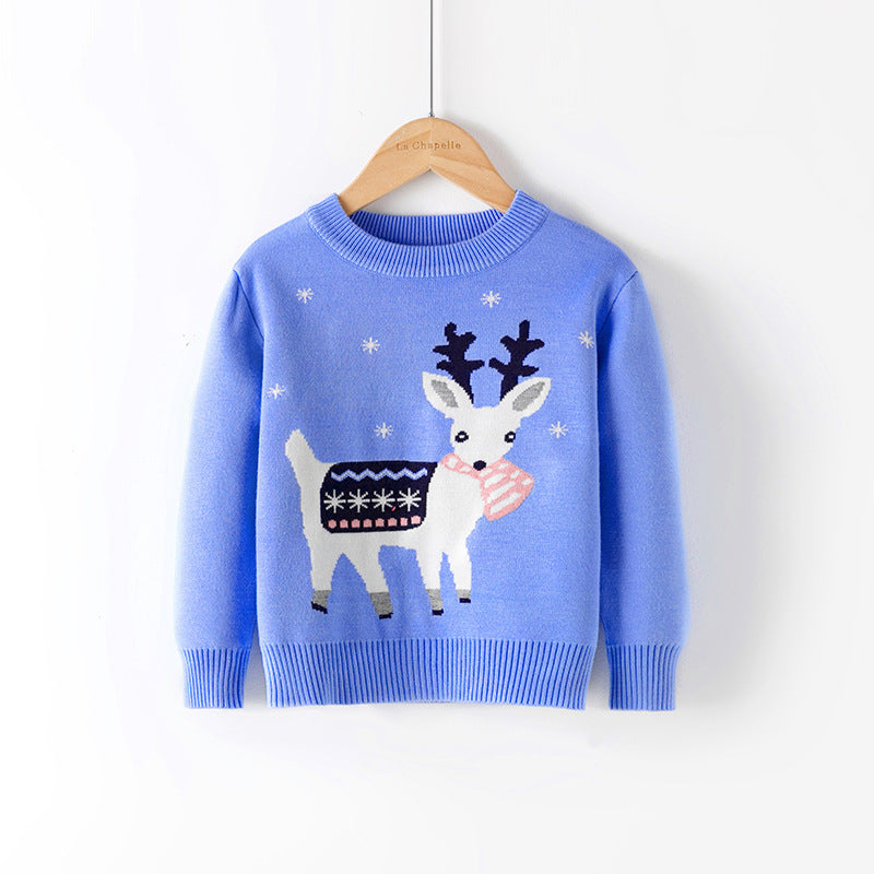 Cotton Double Layer Autumn Winter Christmas Long Sleeved Children's Sweater