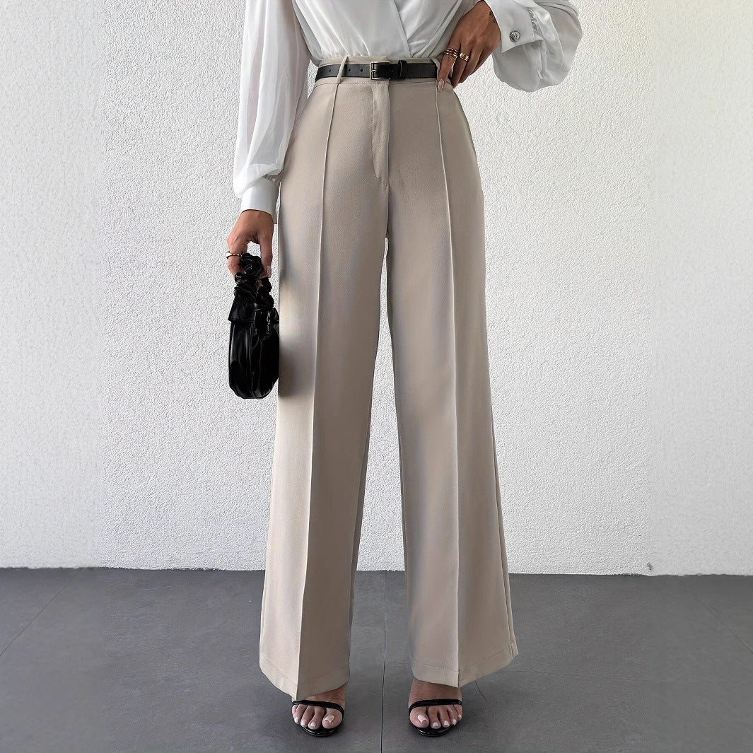 Temperament High Waist Slimming And Straight Casual Trousers